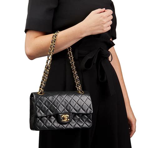 chanel black small lambskin classic double flap bag